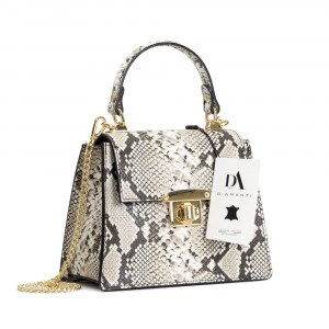 Geanta dama piele naturala cu textura sarpe DiAmanti Adele Snake Bej